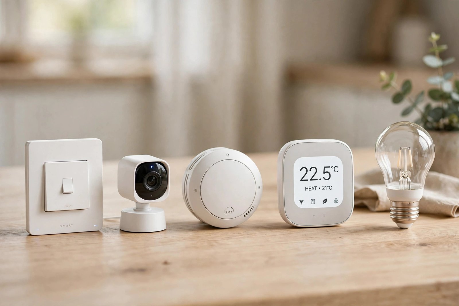 Objets connectés : interrupteur, caméra, détecteur de fumée, thermostat